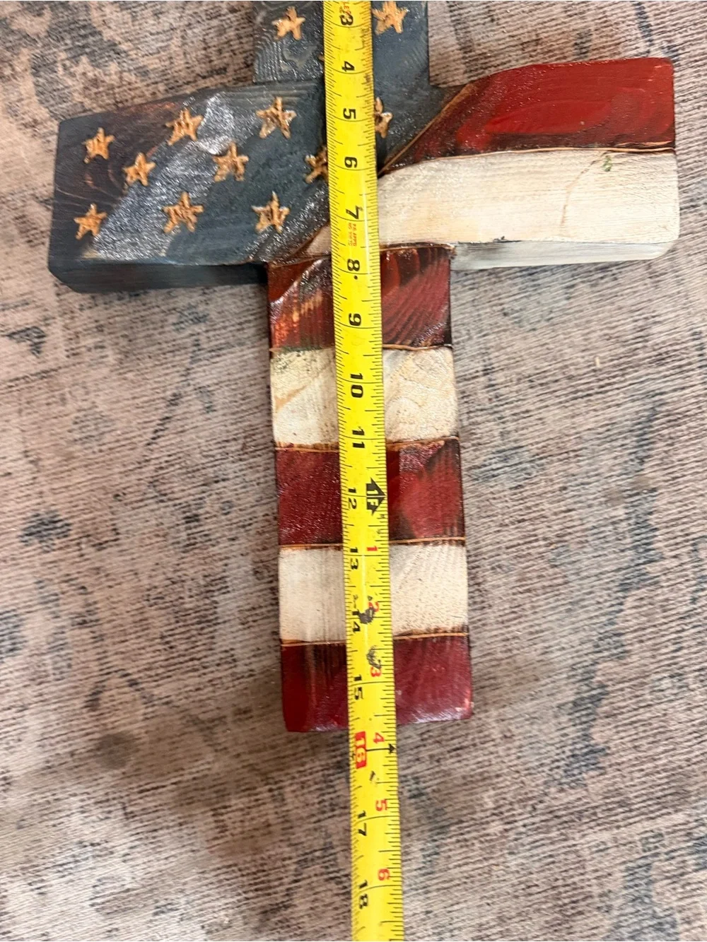Patriotic Wooden Cross Wall Accent in Red, White & Blue